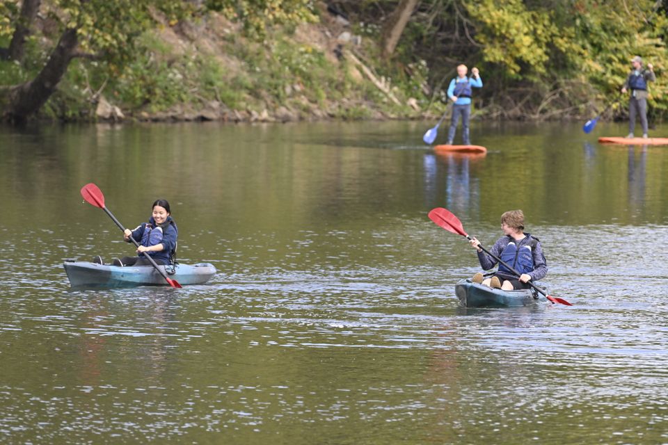 Students learn how to kayak, and stand up paddle board on the Mon. River near the downtown campus as part of the Week of Purpose activities Saturday Sept. 24, 2022. 